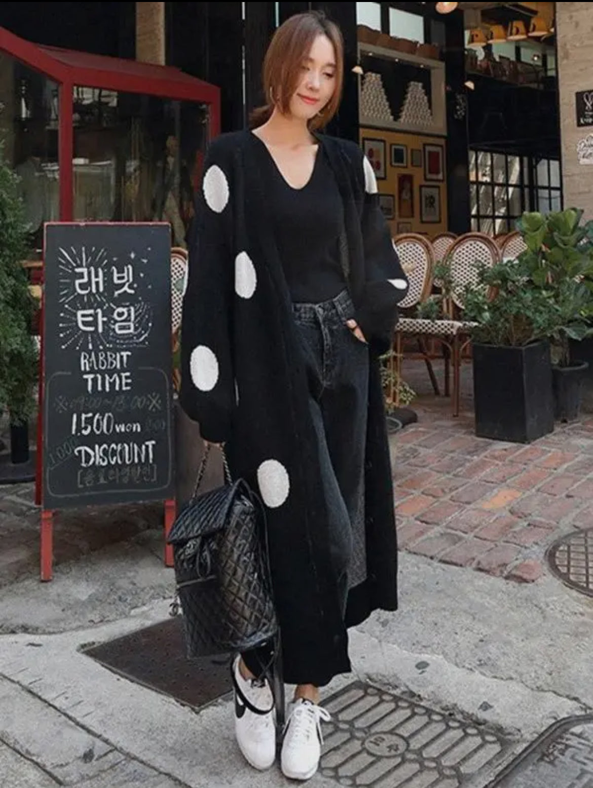 Polka-Dot Long Sweater