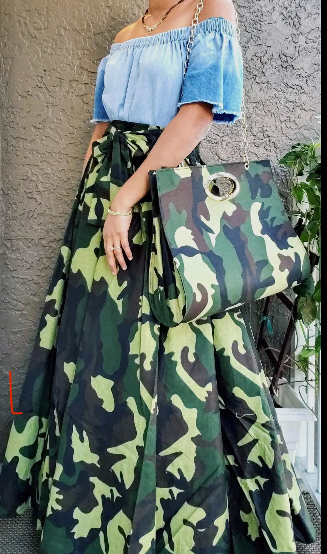 Camo Full Length Maxi Skirt