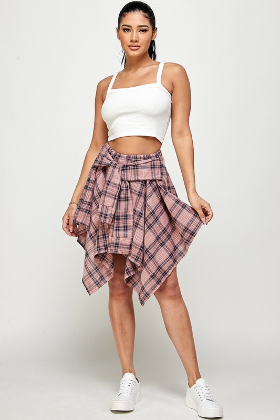 Pink in Plaid Skirt