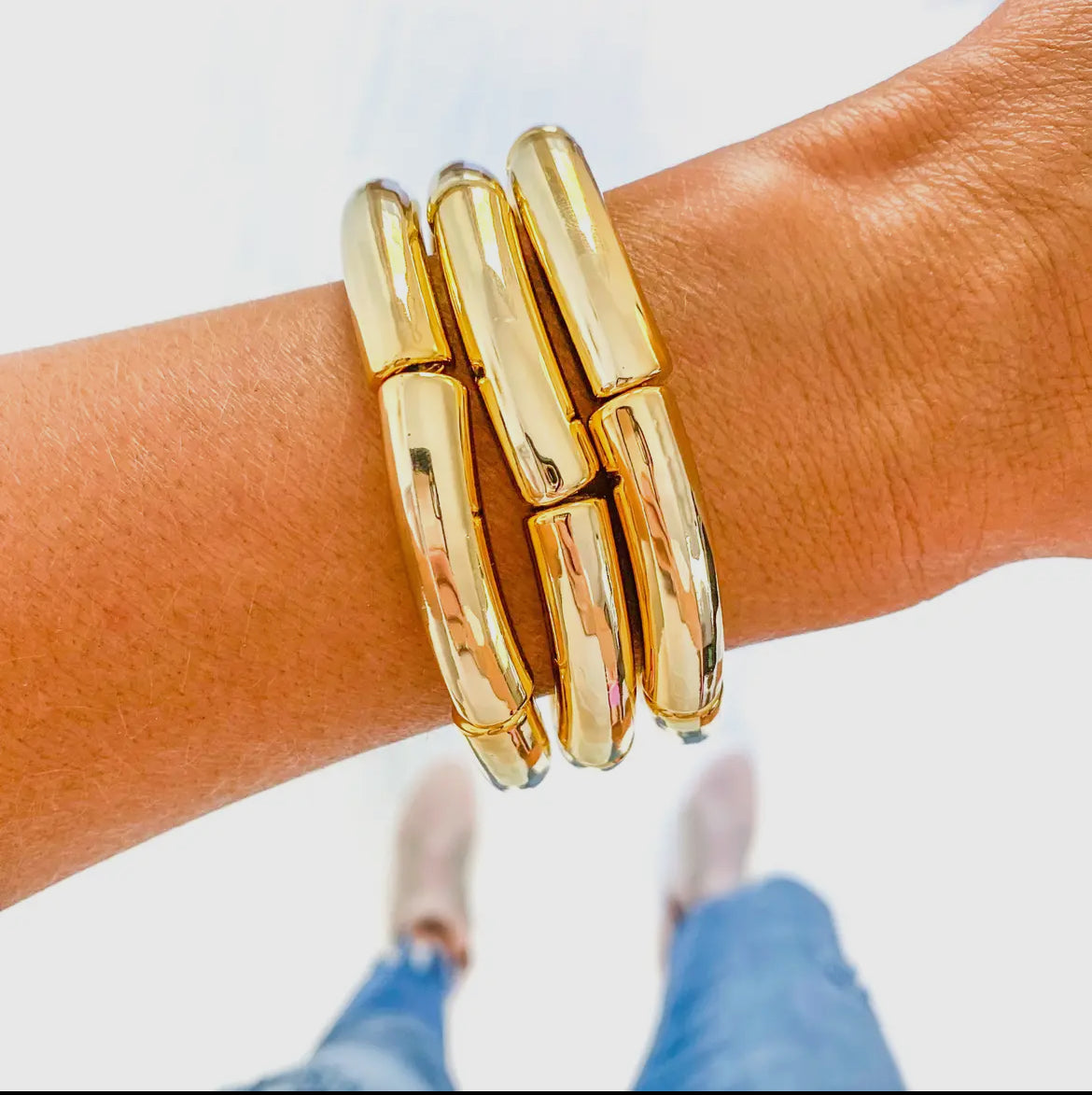 Gold Speckle Bamboo Bracelet