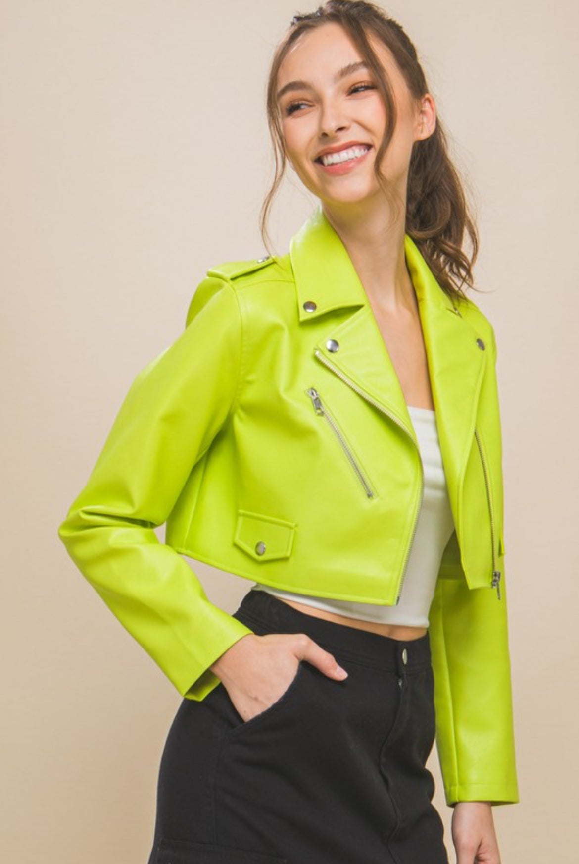 Moto Faux Leather Crop Jacket