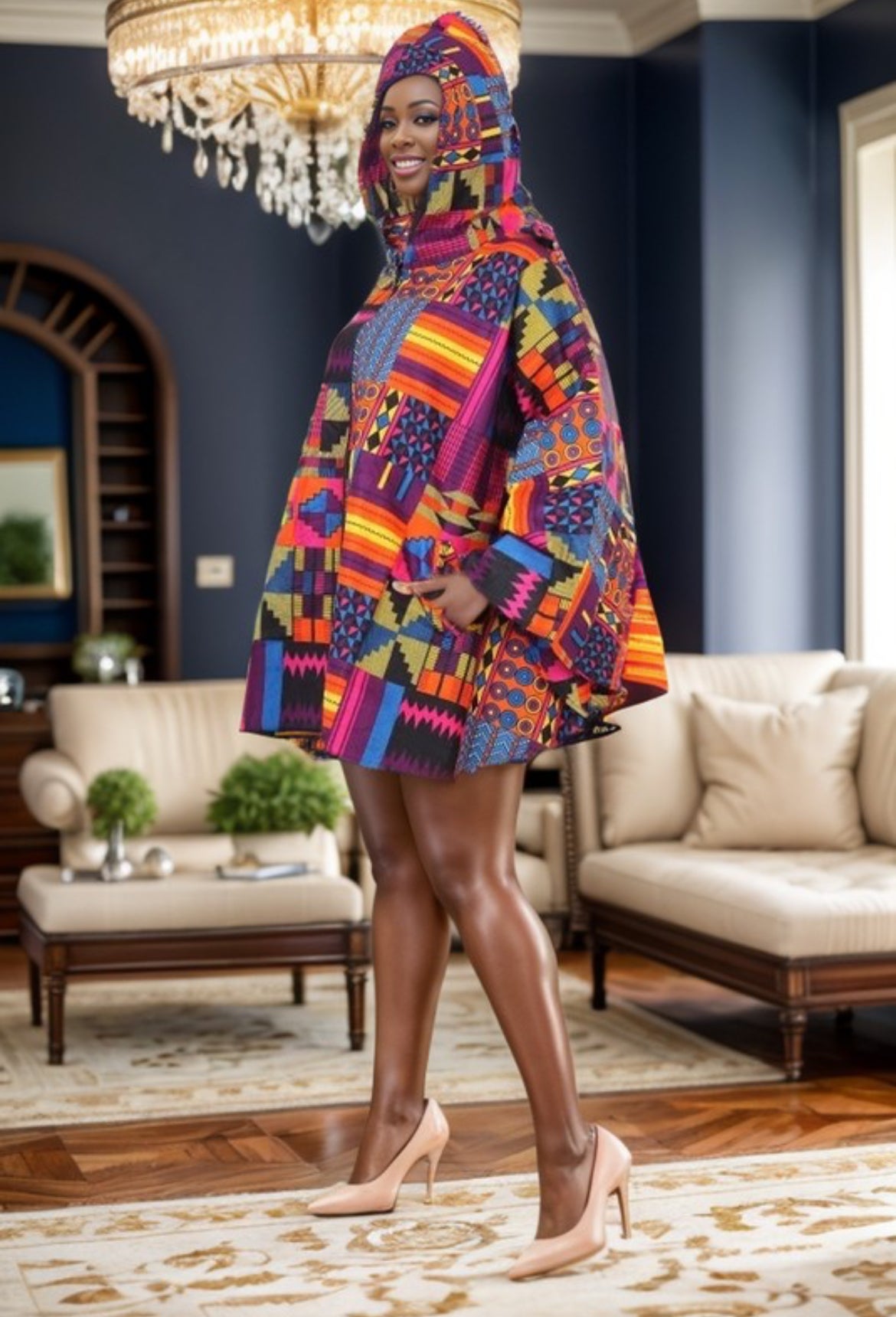 African Print Poncho
