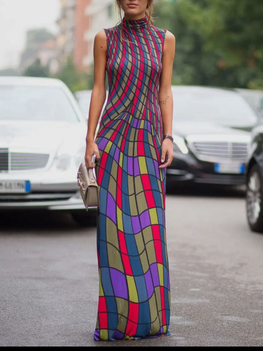 The Contrast Colored Maxi Dress