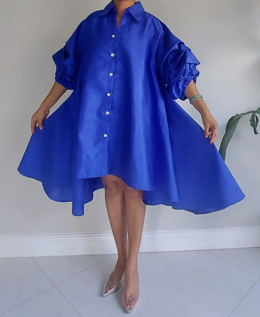 Faux Silk Swing Dress