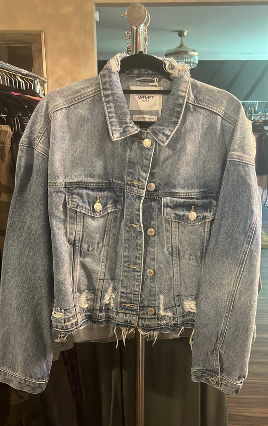 Oversized Crop Fit Denim Jacket