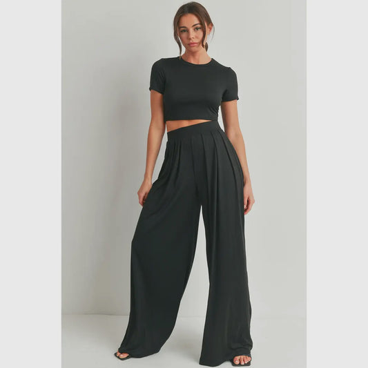 Crop Top Wide Leg Pant Set